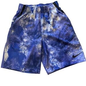 Nike Dri-Fit Standard Fit Boys Tie Dye Blue White Shorts Size Small